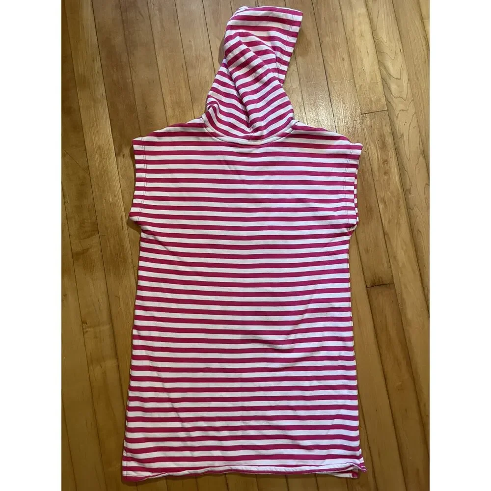 Vineyard Vines Pink And White Striped Hooded Coverup